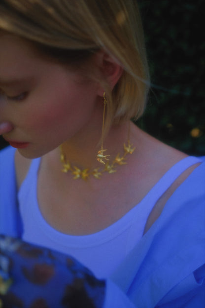 My swallows gold pleated earrings