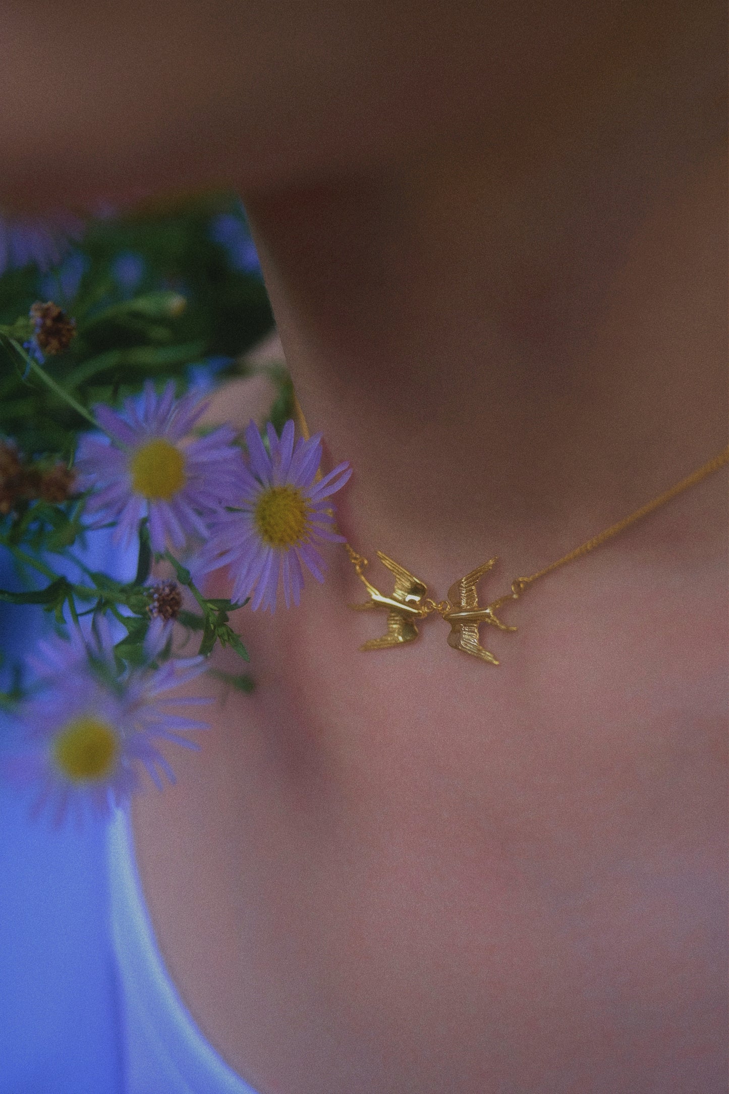 My swallows gold plated necklace with two swallows