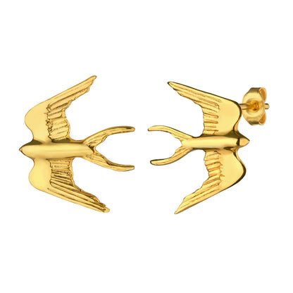 My swallows gold plated stud earrings