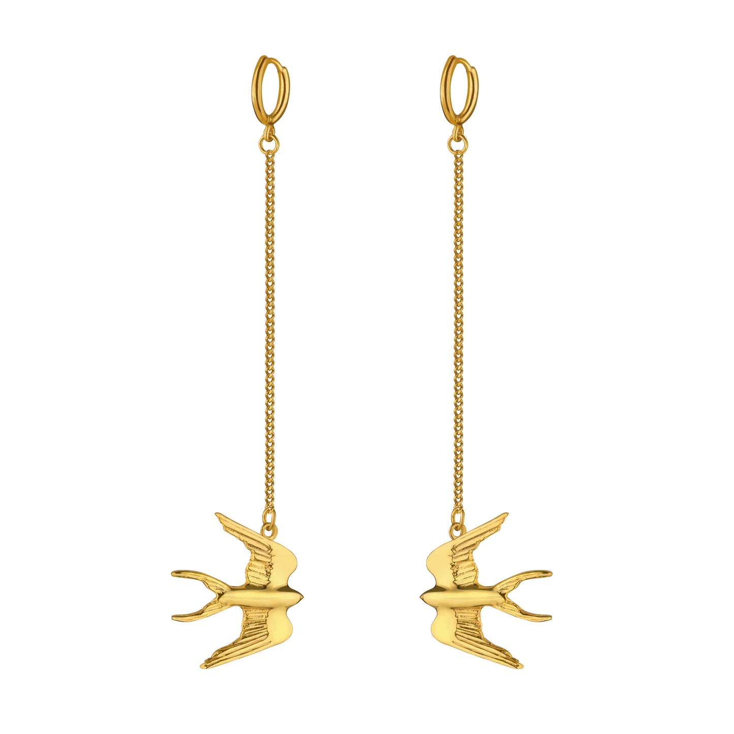 My swallows gold pleated earrings