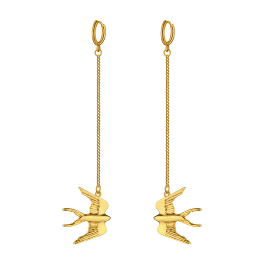 My swallows gold pleated earrings