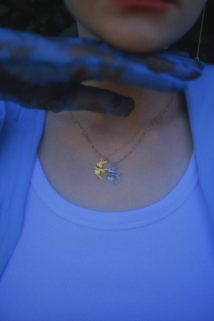 My swallows gold plated necklace